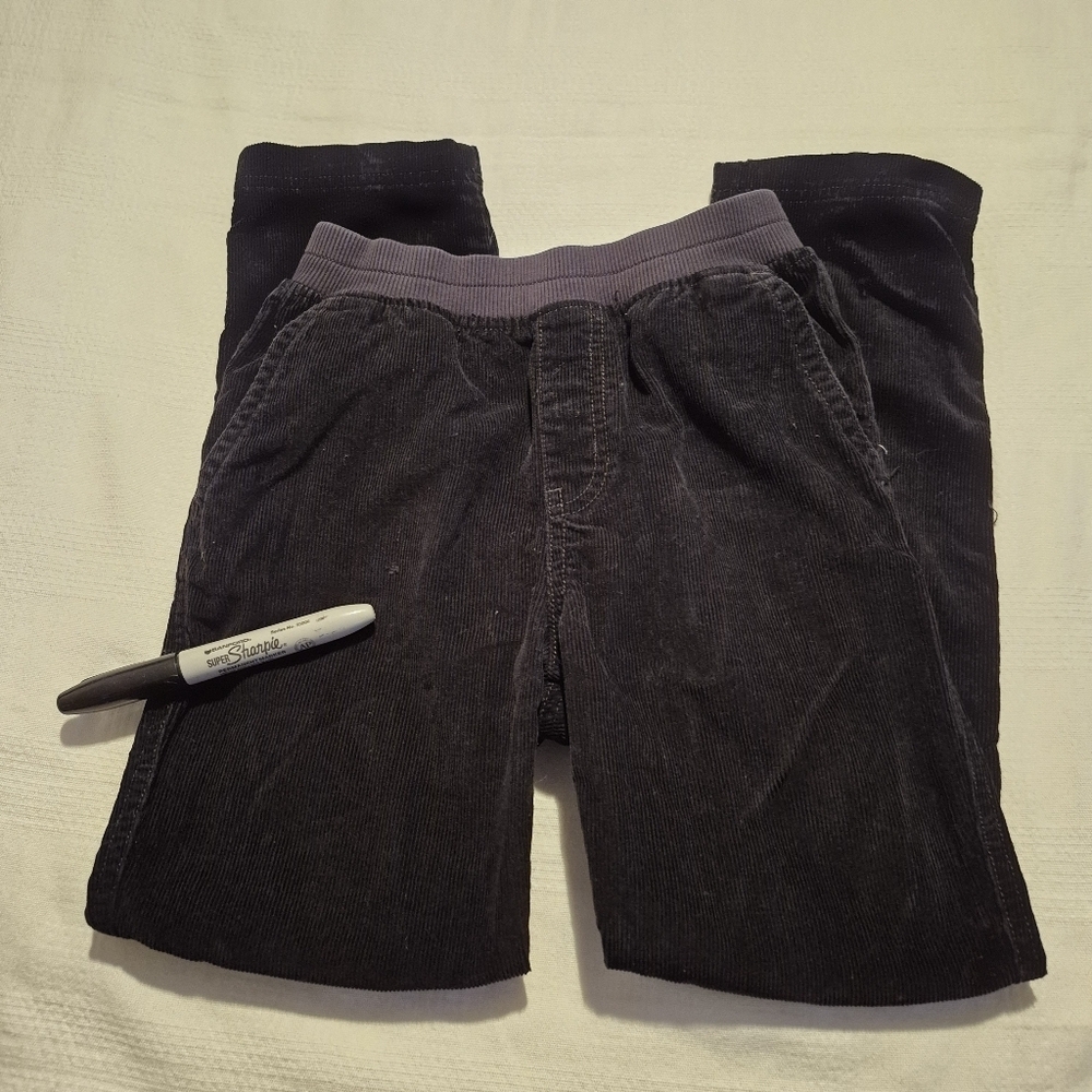 Tea Collection boys size 10 black corduroy pull on pants small defect GUC
